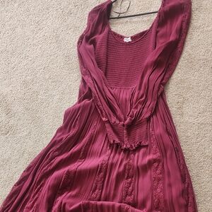 Chic Long Sleeve Burgundy Dress